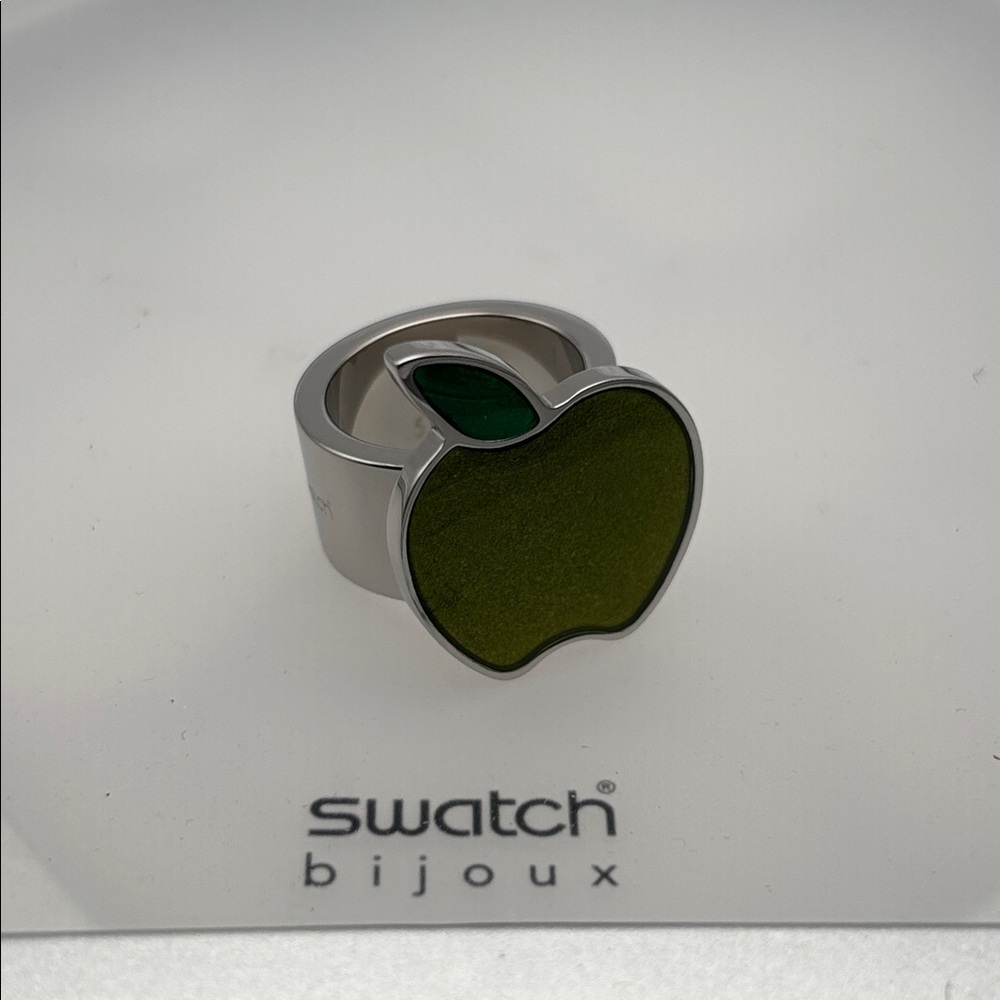 Swatch Bijoux Fructus Apple Stainless Steel & Resin Ring - size 5